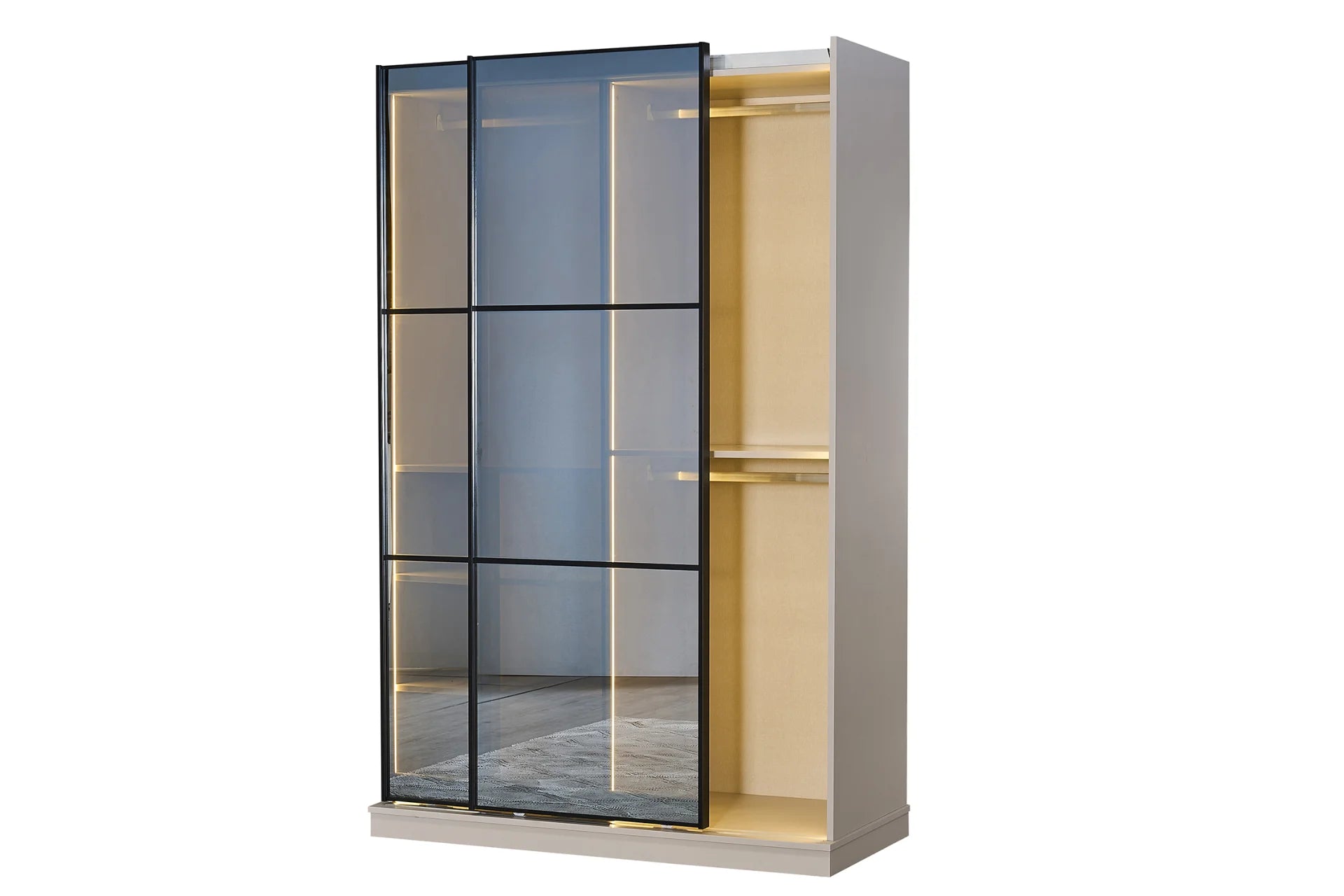 Schiebeschrank 140 cm (Glastür)