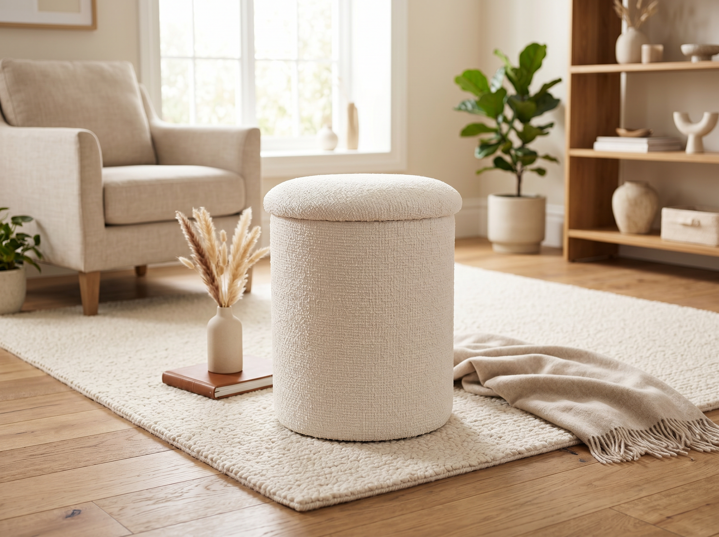 Schlafzimmer Sitzpouf Weiss